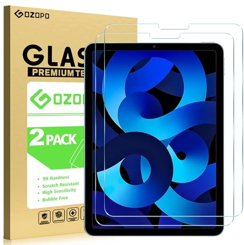 GOZOPO Pellicole Protettive per iPad Air 5ª/4ª Generazione 2022/2020, Durezza 9H Anti-Graffio Vetro Temperato Pellicole [2 Pezzi]