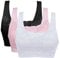 Vertvie Womens Strech Ohne Buegel Push up Yoga Sports BH Bra Top Set Fuer Fitnesstraining Polsterung 3er Pack (EU XXL/Tag 3XL, Schwarz+Rosa+Weiß)