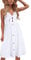 VOTEPRETTY Womens Summer Dresses White Beach Dress Tie Front Strappy Sundress with Pockets for Party Vacation