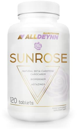 ALLDEYNN Sunrose Tanning Food Supplement with Natural Beta Carotene MicroAlgae for Better Skin Condition Even Pigmentation UV Protection Antioxidant Properties 120 Tablets