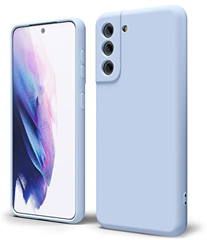 oakxco für Samsung Galaxy S21 Hülle Silikon Case mit Kameraschutz, Ultra Dünn Bunt Handyhülle Mädchen, Einfarbig Handy Hülle Slim Schutzhülle, Matt TPU Weich Gummi Glatt Silikonhülle Bumper, Hellblau