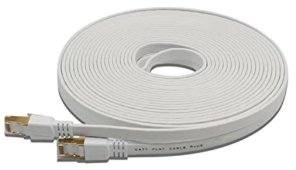 Hasworth Cat7 Ethernet Cable 6ft, High Speed Flat Internet Core Flat Cable with Snagless RJ45 Connector for Router, Gaming,Switch, Modem (White-6FT)