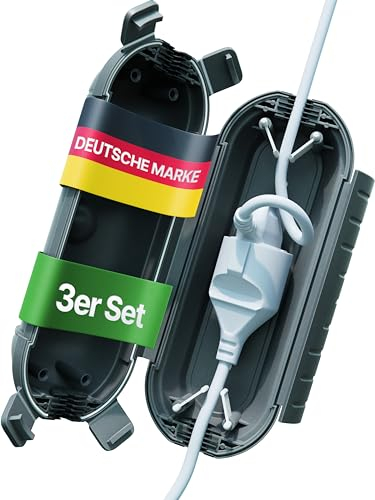 Adlerfokus Kabelbox wasserdicht IP44 [Das Original] 3 Stück - Safe Box - Sicherheitsbox - Outdoor Box wasserdicht - Steckerschutz aussen wasserdicht - Wetterfeste Elektrobox - Schutzbox