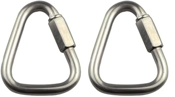 2 Stück Karabinerhaken, Edelstahl 304 Dreieckige Karabinerschnalle Schnellverbindung Strapazierfähig für Camping, Wandern, Reisen, Angeln, Rucksack