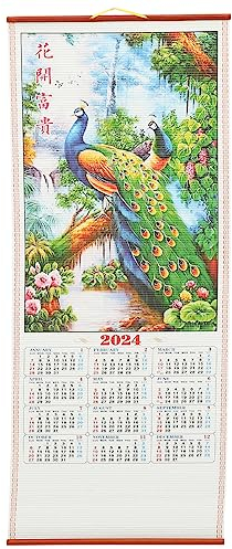 HOMSFOU 2024 Chinesischer Wandkalender 2024 Das Jahr Des Drachen Hängekalender Feng Shui Dekoration Für Wohnzimmer Büro B