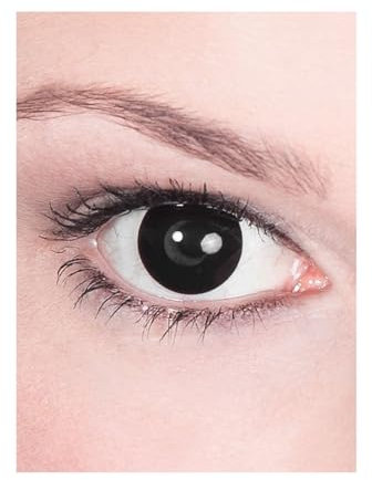 Kontaktlinse Jahreslinse - schwarze Motivlinse mit Sehstärke (1 Stück) - Dioptrien: -1,0 - ideal für Halloween, Karneval, Motto-Party
