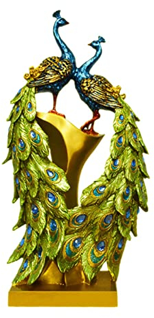 Leisurealeaneag Chic Harz Pfau Figur Skulptur Ornament Büro Dekoration Kunstwerk A, Stil A