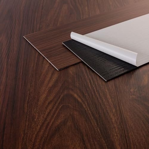 ML-Design Pavimento in PVC 91,5 x 15,3 cm Rosso-Marrone Piastrelle 2 mm 6,69 m² 48 Listoni Pavimento in Vinile Aspetto Legno di Noce Impermeabile Mattonelle Autoadesive Pavimenti Antiscivolo