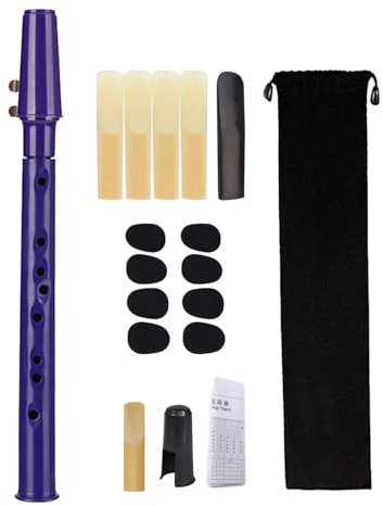 Perfeclan Taschensaxophon, tragbares Saxophon, leichtes Holzblasinstrument mit Mundstück, Rohrblättern, Tragetasche für erwachsene Musikliebhaber, lila