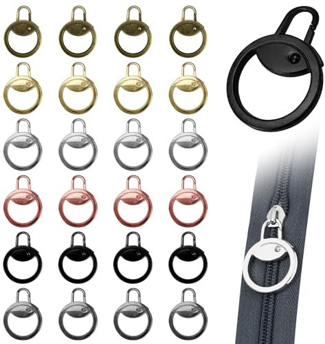 24 Pezzi Cerniera Sostituzione in Metallo, Chiusura Lampo di Ricambio, Cursore Cerniera Ricambio,Cerniera Lampo Zip per Valigia con Cerniera Stivali Zaino Giacca Zaino