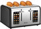 Mecity - Tostapane a 4 fette con controllo touch screen, 4 ampie fessure, tostapane intelligente in acciaio inox per panini, muffin panini, pannello
