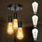 SERBASIC 3 Way Ceiling Lights, 3 Bulbs E27 Base, Black Pendant for Kitchen, Living Room, Bedroom, Hallway
