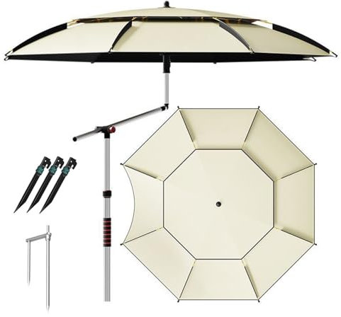 Ombrellone da pesca antivento Ombrellone da Giardino portatile parasole da spiaggia Impermeabile Regolabile a 360° ombrellone pieghevole con Tracolla Custodia(240cm)