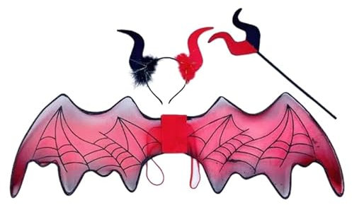 THINCAN Funny Devil Ears Headband Pitchforks Bat Wing Halloween Cosplay Demons Costumes