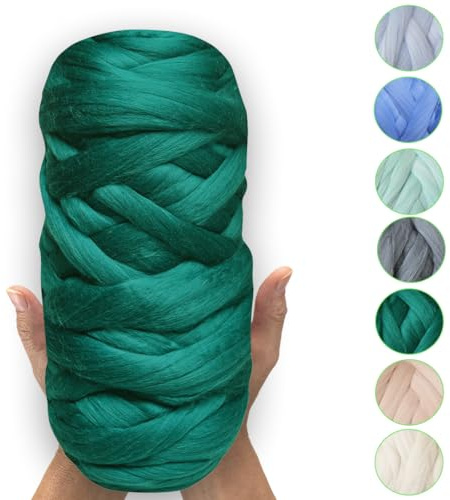 MeriWoolArt® 100% XXL Merino Wolle - 19 Micron Weiche, Dicke Filzwolle für Trocken- und Nassfilzen - DIY Decke, Baby, Armstricken - Flauschig zum Stricken & Häkeln