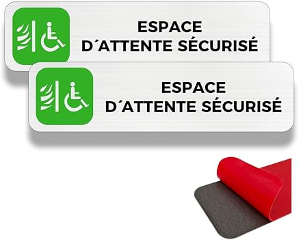 FloraVigo Zone d'attente sécurisée, 2 panneaux, zone d'attente d'urgence, 19×5 cm, intérieur/extérieur, panneau en aluminium, avec autocollants (Espace d'Attente Sécurisé)