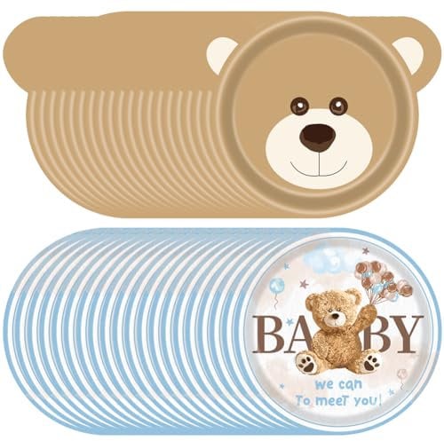 Ours Vaisselle Anniversaire,Vaisselle de Fête Ours Anniversaire, Ours Thème Party Vaisselle, 40PCS Kit Vaisselles réutilisable Anniversaire, Décorations de Fête d'anniversaire Filles/Garcon