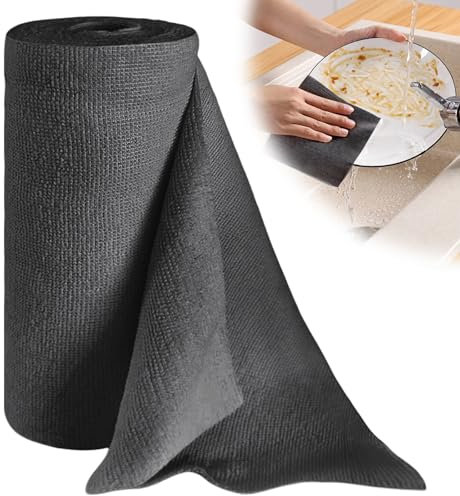 Lot de 50 chiffons de nettoyage en microfibre, sur rouleau, 30 x 30 cm, réutilisables, chiffons de nettoyage amovibles, chiffons de nettoyage en microfibre, torchons pour voiture, cuisine et maison