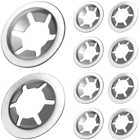 FOMGIIN Rondelles Metal de Blocage Clips de Fixation M10 x 20mm, 10 Pièces Circlip Rondelle de Blocage, Rondelles Stalock Rapide Pousser Fixations, inox 304 Circlips Rondelle
