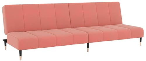 vidaXL Rosa Samt 2-Sitzer Schlafsofa, Tagesbett, Gästebett, Sofa mit Schlaffunktion, Schlafcouch, Sofabett, 2-in-1 Sofa, 200 x 84,5 x 69 cm (L x B x H)