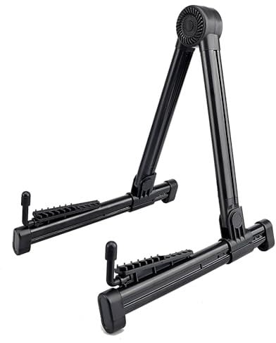 Support de Guitare Universel – Stand de Guitare en A, Pliable et Antidérapant pour Guitare Acoustique, Électrique, Basse et Ukulélé – Léger, Portable et Stable