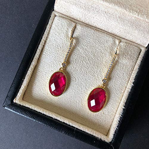 WACEH Earring Ohrhänger mit ovalem Rubin-Edelstein in 18 Karat Farbe für Damen zum Jubiläum Jewelry