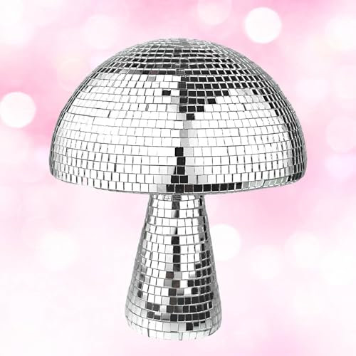 Sunshine Smile Silber Pilz-Disco-Kugel, Disco-Spiegel-Glitzer-Kugel für Heimdekorationen, Bühnenrequisiten, Partyartikel und Zubehör, Schulfeste, Spielzubehör