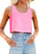 Fisoew Crop Tops Damen Ärmellos Tanktop Oversize Sport Oberteile Cropped Shirts Rundhals Loose Bauchfrei Kurz Sommertop(Rosa,S)