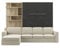 MAXIMAHOUSE Schrankbett Vertikal Invento NOVA 160V (160x200) mit Couch Ecksofa, und Bücherregal, Lattenrost aus Holz, Wandbett Klappbett, Bett im Schrank(Eiche Charkiw/Stein+Beige)