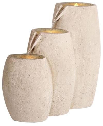 Fontaine de Jardin en Résine Extérieur avec Éclairage LED Beige Arkle