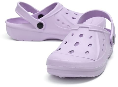 Mens Ladies Clogs Womens Unisex Sandals Slippers Slip On Mules Garden Beach Summer Size UK 4-11 (Lilac, UK Footwear Size System, Adult, Women, Numeric, Medium, 5)