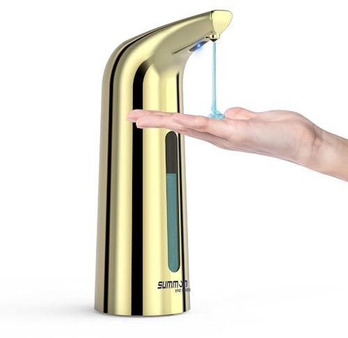 Summon The Elve Seifenspender Automatisch Kunststoff,400ml,4 Dosierstufen | Gold Berührungsloser Batteriebetriebener Elektrischer mit Sensor, No Touch Soap Dispenser für Bad,Küche,Flüssigse