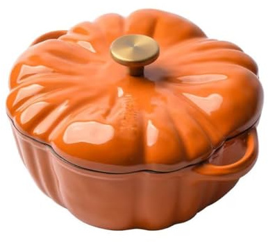 Forno olandese smaltato a forma di zucca con coperchio - Casseruola antiaderente creativa, pentola da cucina universale riscaldante(21 * 12 * 8cm)
