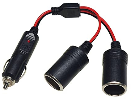 EXQIOUR Auto-Y-Splitter-Adapter, 1 Eingang, 2 Ausgänge, DC 12 V -24 V, Verlängerungskabel, 2-Wege-Splitter