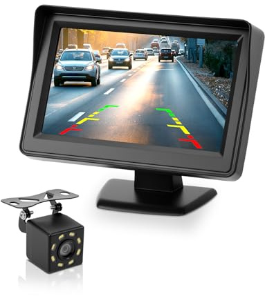CEMOFE 4.31080P Reversing Camera Kit Night Vision Car Rear View Camera Reverse Camera for Car with TFT LCD Monitor and Cigarette Lighter Switch for Van Truck SUV IP68 Waterproof