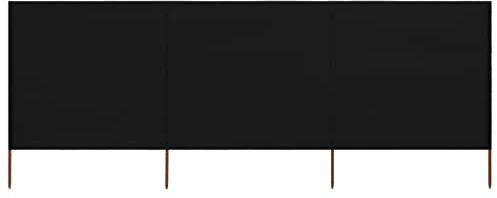 Yisssmeng Brise-vent en 3 parties - Noir - 400 x 120 cm - Pliable - En non-tissé et piquets en bois - Résistant aux intempéries - Hauteur : 150 cm - Brise-vue mobile pour balcon, terrasse et jardin