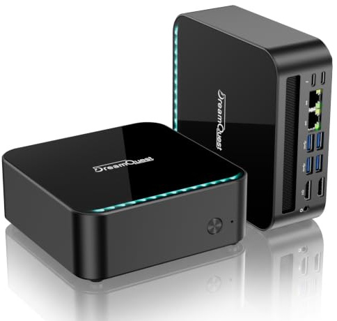 DreamQuest Mini PC Ryzen 5 7430U 6C/12T 16GB RAM 512GB SSD Windows 11 Pro | Mini Desktop Computer with Triple 4K Display USB C USB 3.2 Dual LAN WiFi 6 Bluetooth 5.3 for Home Office and Light Gaming