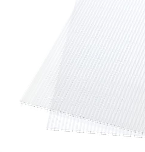 COWVIE 6-Pack Polycarbonat Hohlkammerstegplatten für Gewächshaus | 5mm Stärke Doppelstegplatten, UV-Beständige, Wasserdichte & Transparent Kunststoffplatten 158 x 71 cm