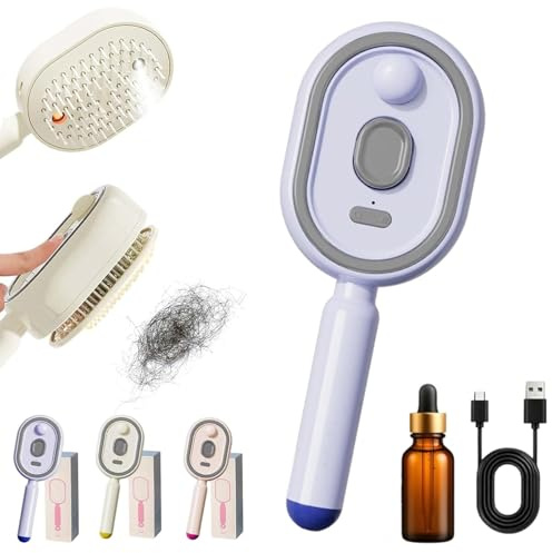 Electric Spray Air Cushion Massage Comb with Essential Oils 2026 Neu Kopfhaut Massagebürste, 3-in-1 Elektrischer Sprüh-Luftkissen-Massagekamm für Lockiges, Welliges & Glattes Haar (Violett)
