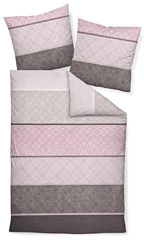 Janine 65016 Feinbiber Bettwäsche Davos 135x200 cm + 80x80 cm Beere-Mauve