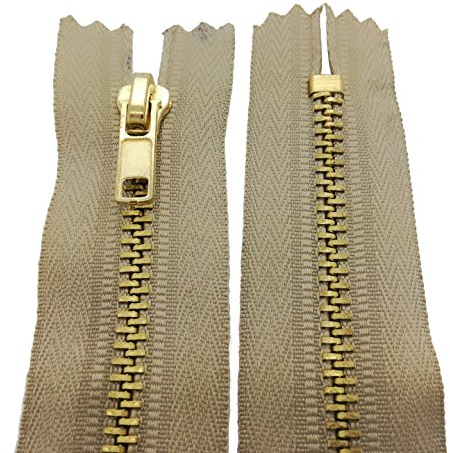 Starlet24® Reißverschluss Metall 4 mm Zipper nicht teilbar, Reißverschlüsse Metall-Zähne für Jeans Leder Geldbörsen Hosen Taschen - Beige 14 cm