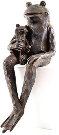 Burwells Sitting Frog Ornament – Weatherproof Metal Finish Father & Son Frogs Outdoor Garden Statue Sculpture Decoration for Pond, Patio, Plant Pots, Table, Ledge – Measures H40 x W14 x D18cm