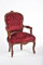 Sessel Barock Luis Stil Französisch Luigi XVI Braun und Rot Stoff 63 x 65 x 94 cm