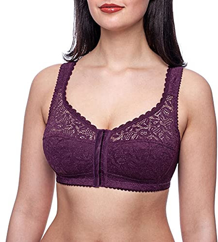 frugue Front Fastening Non Wired Wireless Support Bra Purple 44 J