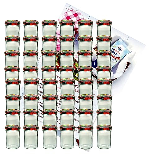 MamboCat 50er 435 ml Sturzglas-Set | Einmachgläser + Twist-Off-Deckel Obst + GRATIS Rezeptheft | einkochen & konservieren | backofengeeignet