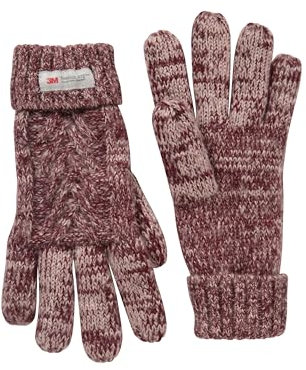 Mountain Warehouse Thinsulate Womens Knitted Gloves - Warm Glove, Double Lined - For Burgundy