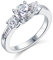 Gold Gala Trilogy Ring Damen Verlobungsringe 925 Sterling Silber Weißen Zirkonia (62 (19.7))