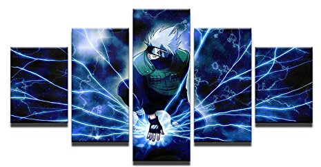 FFFZDCKAY Bilder 5-teilig Leinwandbilder HD Wandkunst Abstrakte Leinwand Malerei Poster 5 Stück Naruto Hatake Kakashi Comicfiguren Wandbilder Wohnkultur Kein Rahmen