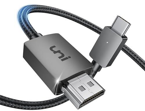 uni USB C auf HDMI Kabel 4K UHD, Thunderbolt 4/3 Typ C auf HDMI für Heimkino/Arbeit (Aluminium, geflochten) für iPhone 15/16, MacBook Air/Pro, iPad Pro, Samsung S23/S10, Surface Pro usw.