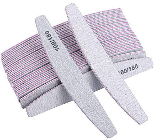 BTYMS 25 lime e buffer per unghie a grana 100/180, professionali, a doppia faccia, strumento per manicure per unghie acriliche